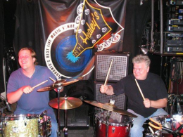 Jeff & Alec Fraser clowning on the drums